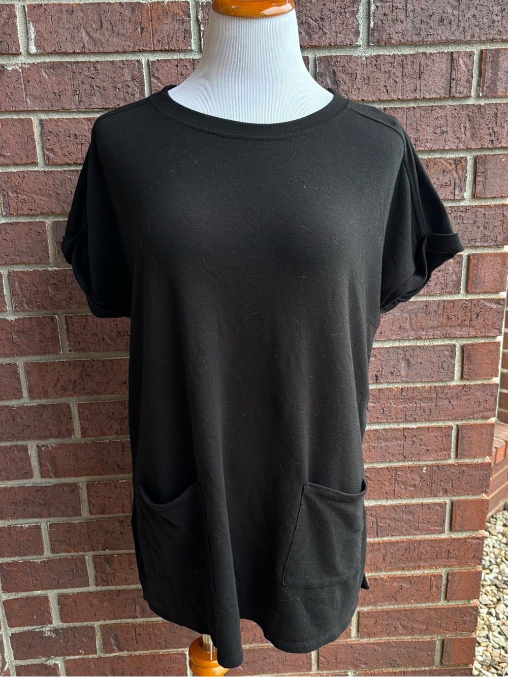 Westbound Black Short Sleeve Tunic with Front Pockets